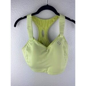 Moving Comfort Brooks Sports Womens Sports Bra Yellow Racerback Support Size 36E